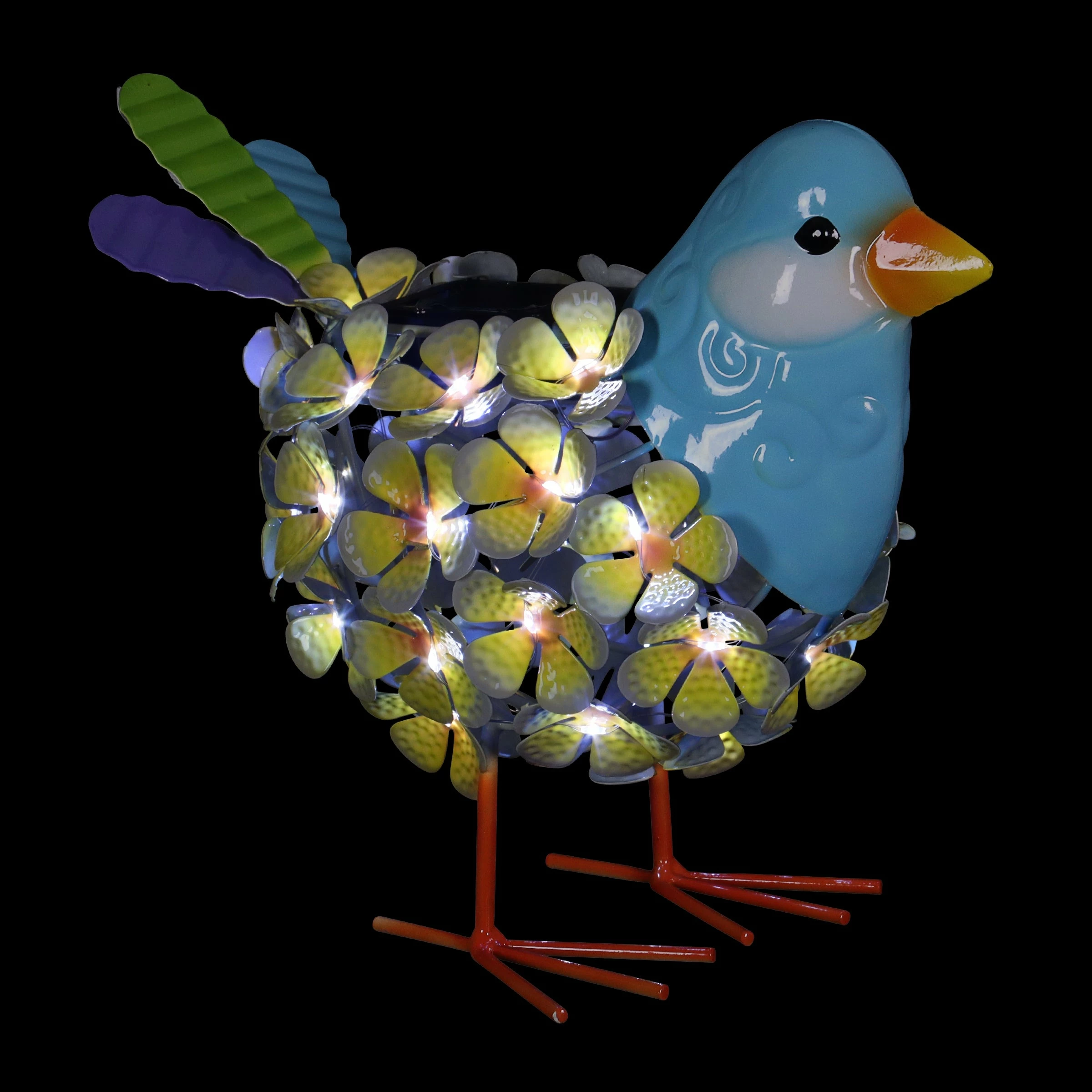 Hot Sale π New π Exhart Solar Yellow Metal Song Bird With 38 LEDs In A Flower Body Garden Statue, 6 By 7.5 Inches 𧨠βοΈ - Image 9