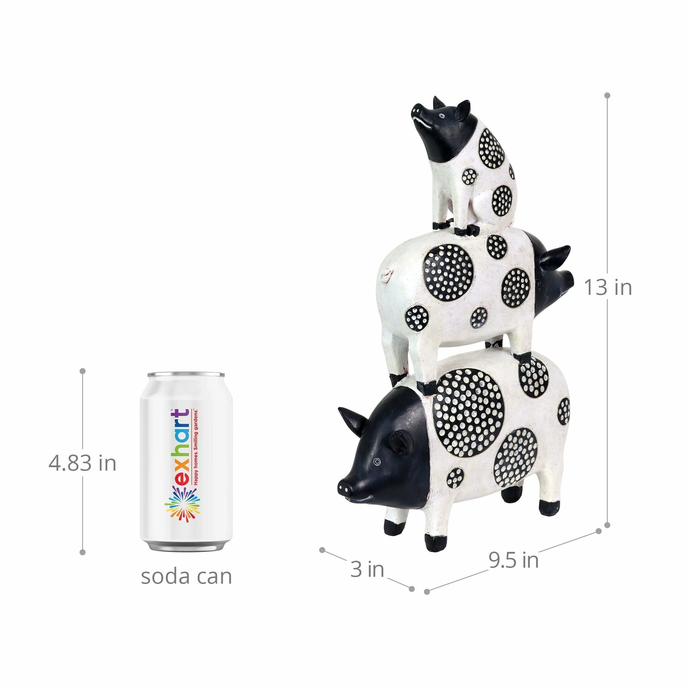 Cheap π Wholesale π Exhart Stacked Black And White Pigs Statuary, 9 By 13 Inches π― β - Image 3