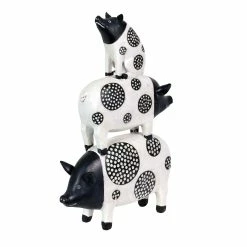 Cheap 😉 Wholesale 👏 Exhart Stacked Black And White Pigs Statuary, 9 By 13 Inches 💯 ⭐