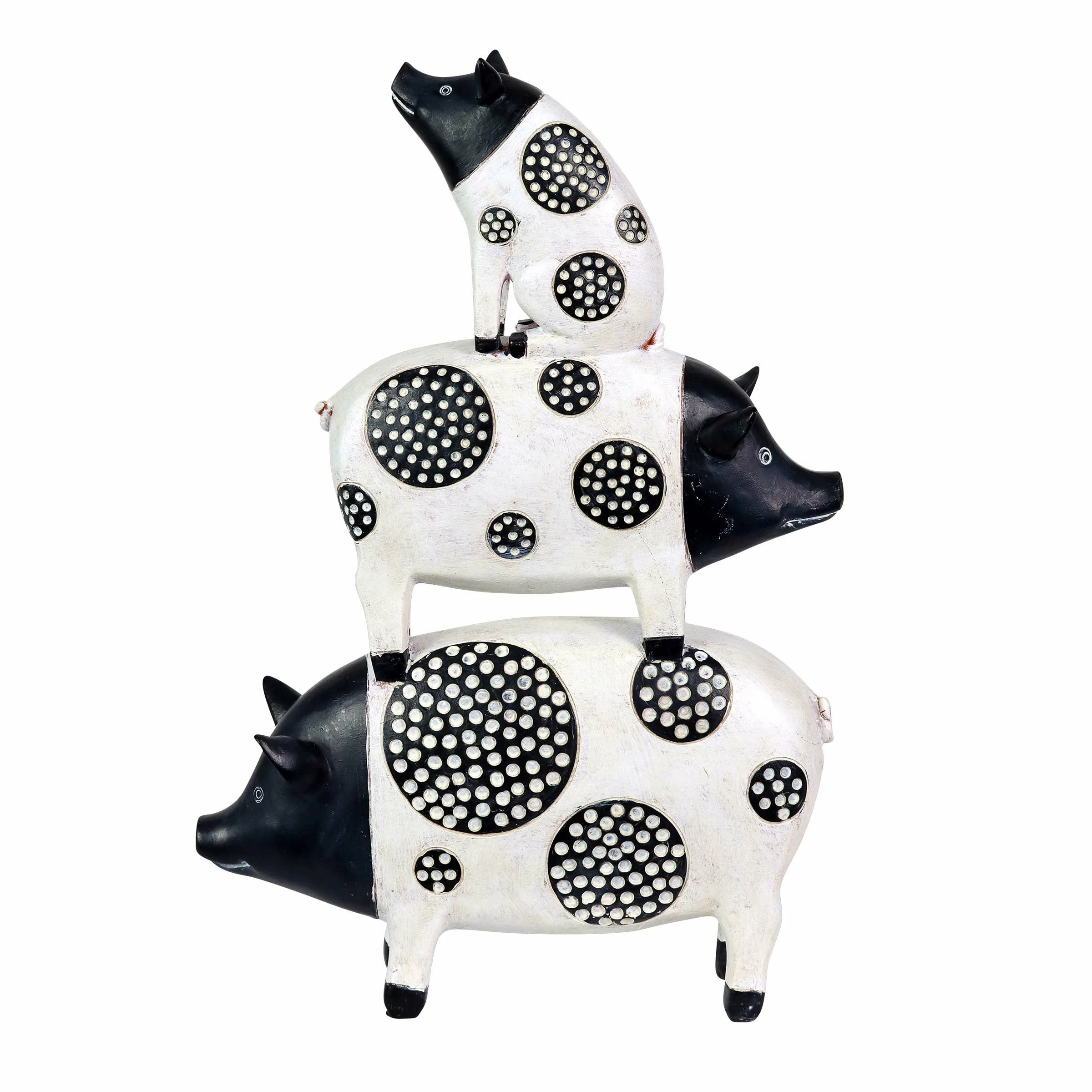 Cheap π Wholesale π Exhart Stacked Black And White Pigs Statuary, 9 By 13 Inches π― β - Image 6