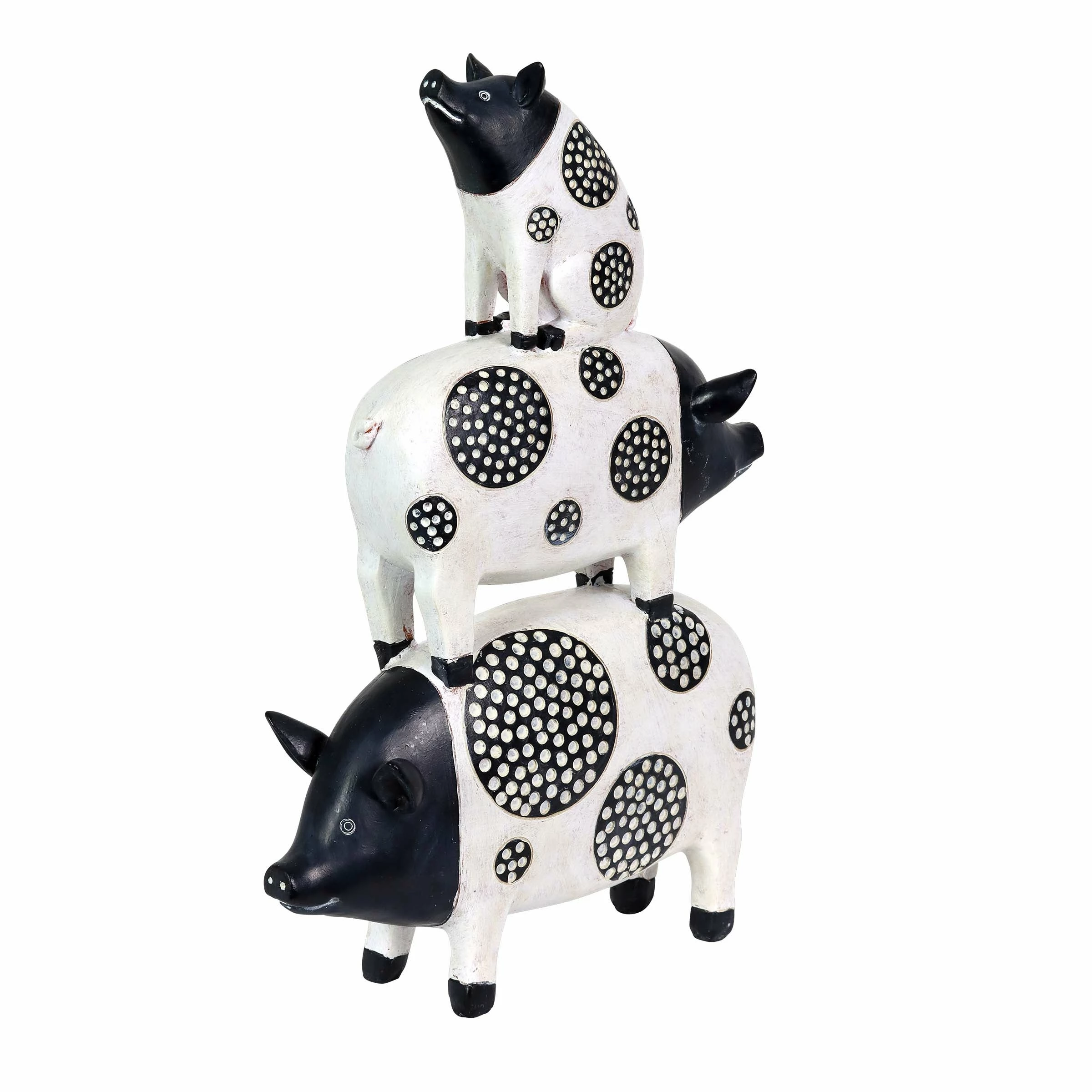 Cheap π Wholesale π Exhart Stacked Black And White Pigs Statuary, 9 By 13 Inches π― β