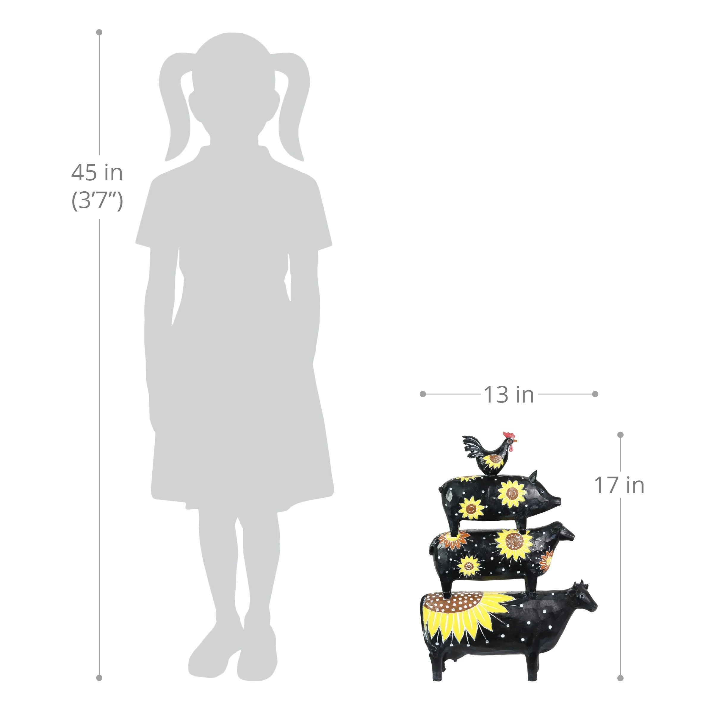Promo π― Outlet π₯ Exhart Stacked Sunflower Farm Animal Statuary, 12.5 By 17 Inches π π₯ - Image 3