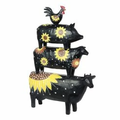 Promo 💯 Outlet 🔥 Exhart Stacked Sunflower Farm Animal Statuary, 12.5 By 17 Inches 👏 🔥