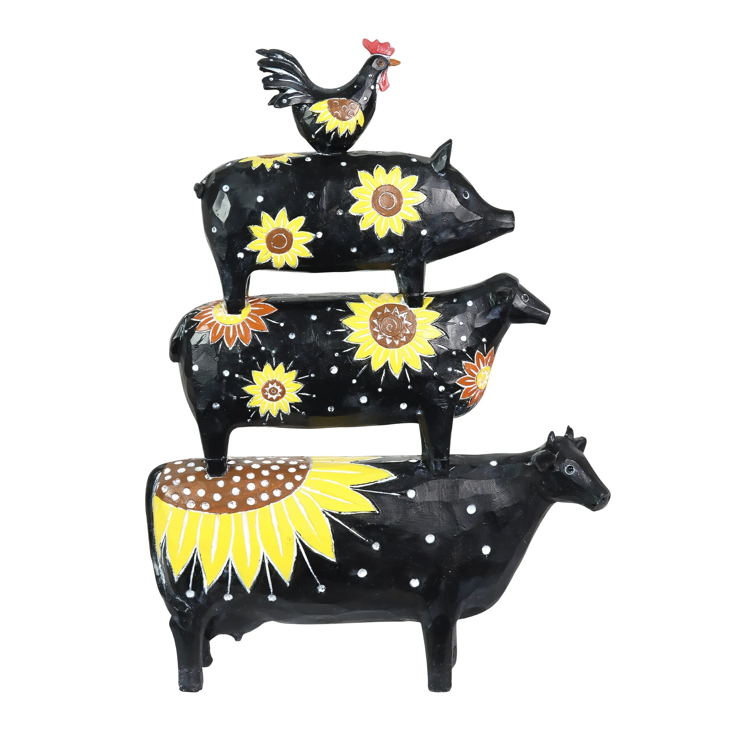 Promo π― Outlet π₯ Exhart Stacked Sunflower Farm Animal Statuary, 12.5 By 17 Inches π π₯ - Image 8