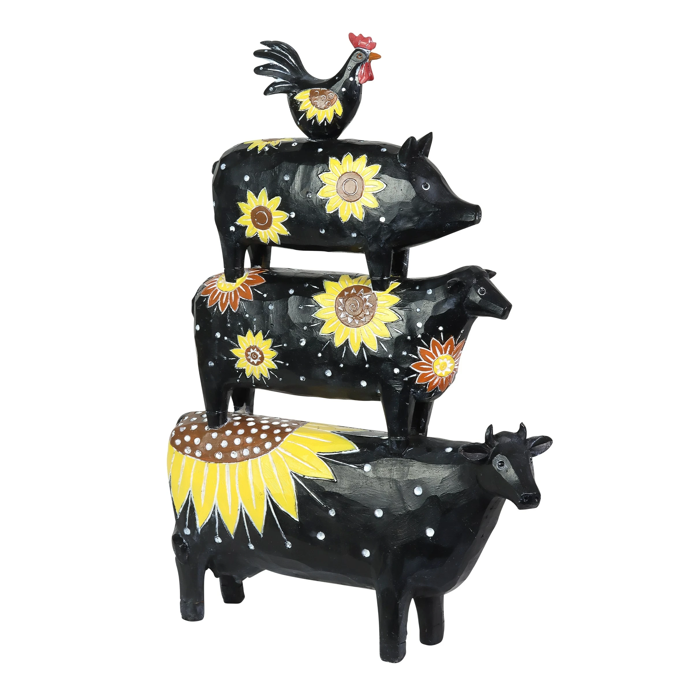 Promo π― Outlet π₯ Exhart Stacked Sunflower Farm Animal Statuary, 12.5 By 17 Inches π π₯