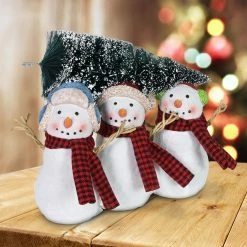 Promo 🌟 Cheapest 🥰 Exhart Three Snowmen Carrying A LED ❄ 🎁 Christmas Tree Statue On A Battery Powered Automatic Timer, 9.5 By 7.5 Inches 🥰 🔥