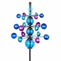 Deals 🛒 Hot Sale 🛒 Exhart Three Tier Wind Spinner Garden Stake With Glass Crackle Balls, 14 By 48 Inches Purple ✔️ 🌟