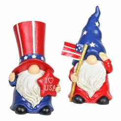 Promo 😍 Cheap ⭐ Exhart Two Piece Hand Painted Uncle Sam And USA Flag Garden Gnome Statue Set, 6 By 10 Inches 🔥 🧨