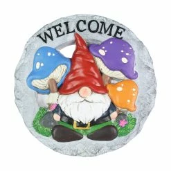 Flash Sale 🌟 Deals 👏 Exhart Welcome Gnome With Mushrooms Hand Painted Resin Stepping Stone, 10 Inch 🎉 👏