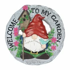 Cheap 😍 Hot Sale 😉 Exhart Welcome To My Garden Gnome Hand Painted Resin Stepping Stone, 10 Inch 🛒 😀