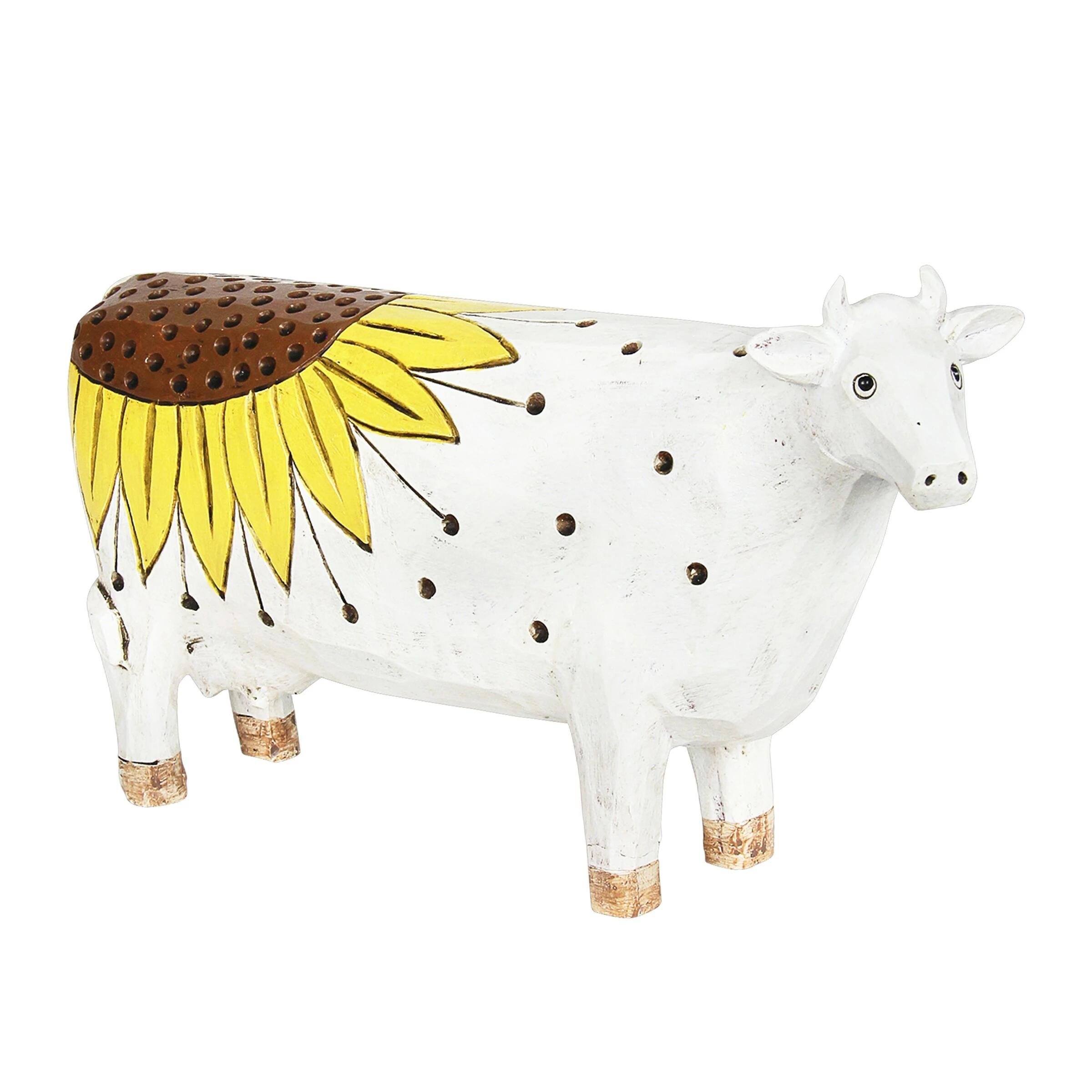 Wholesale β Best Pirce β Exhart White Cow With Sunflower Statue, 12.5 By 7 Inch π₯ π― - Image 2