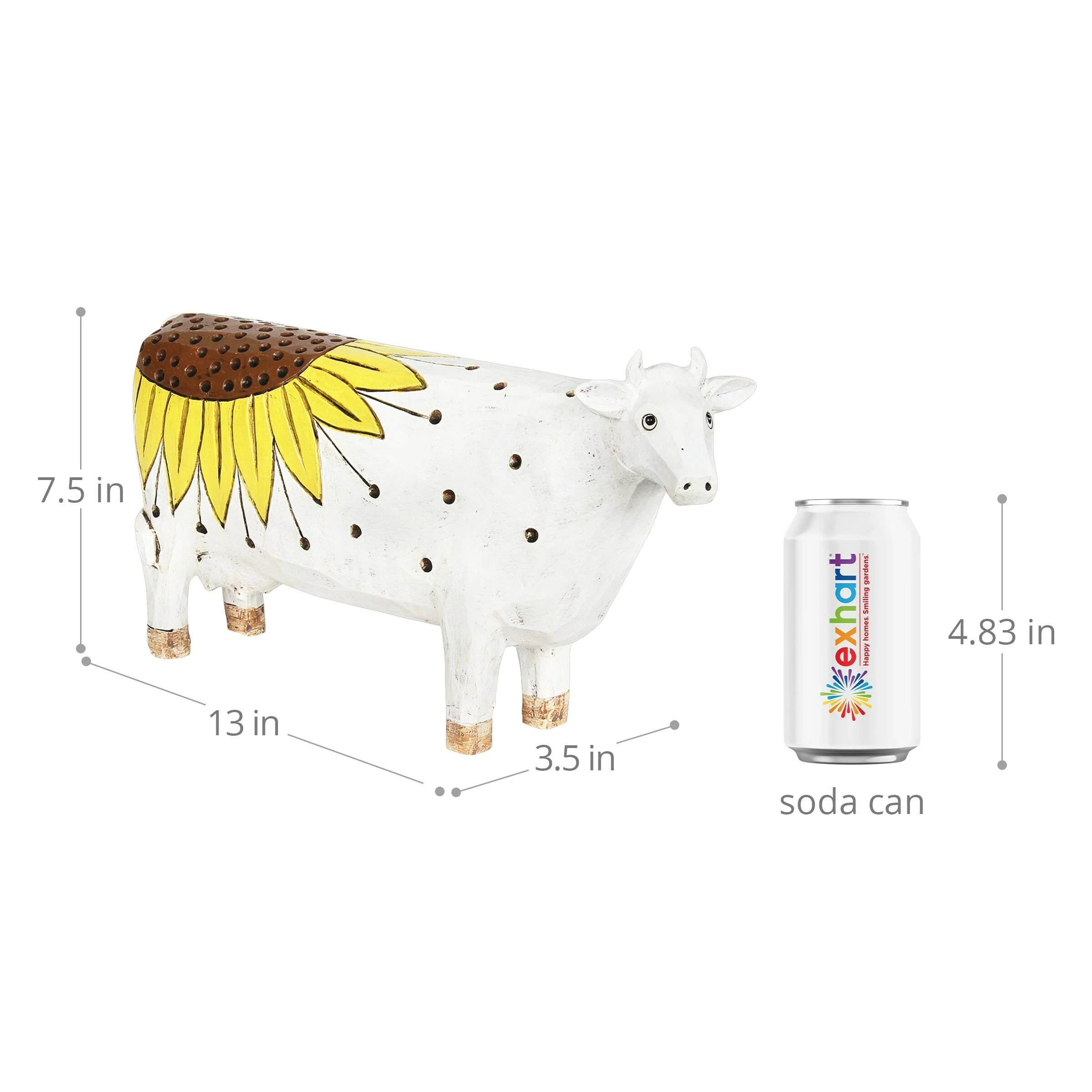 Wholesale β Best Pirce β Exhart White Cow With Sunflower Statue, 12.5 By 7 Inch π₯ π― - Image 3