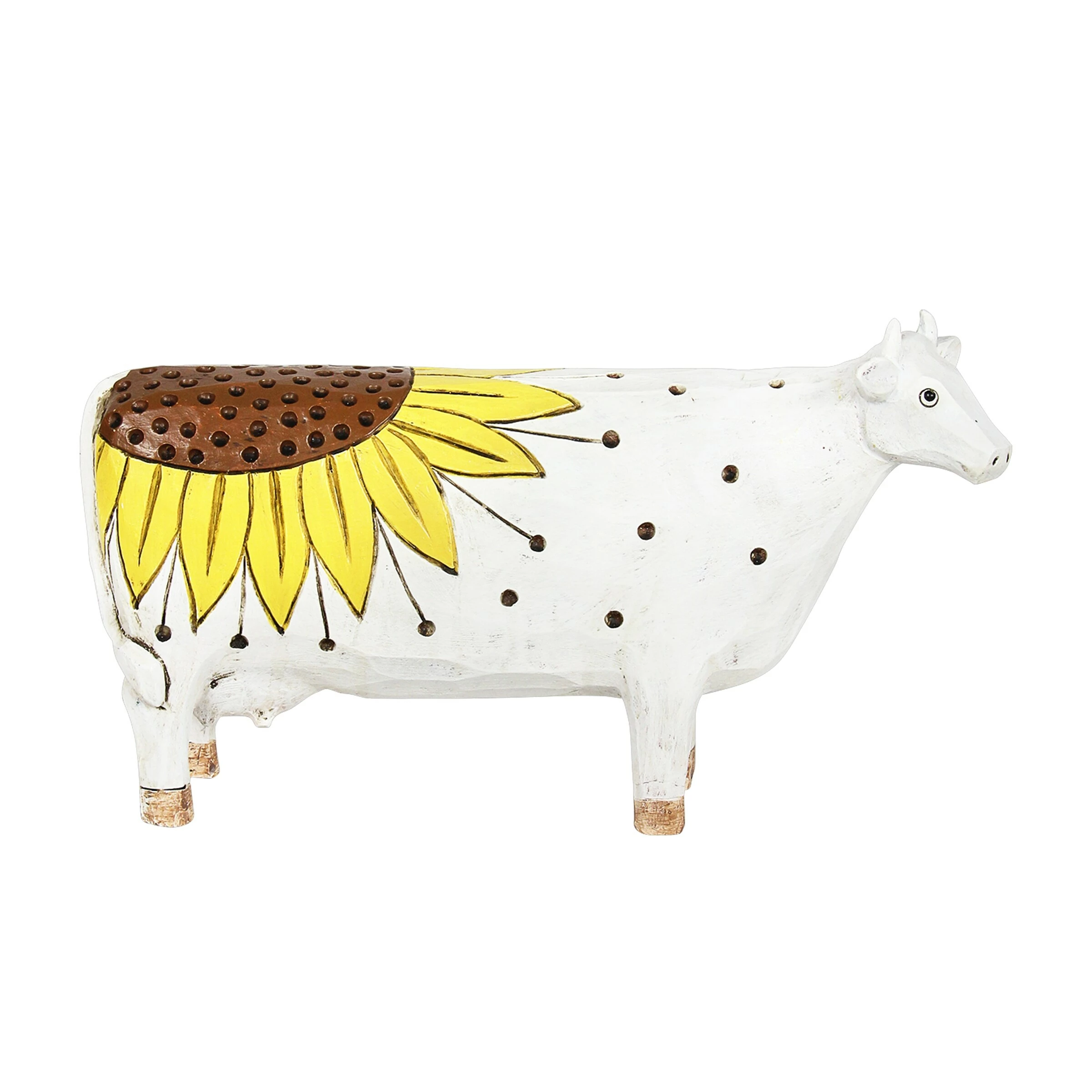 Wholesale β Best Pirce β Exhart White Cow With Sunflower Statue, 12.5 By 7 Inch π₯ π― - Image 6