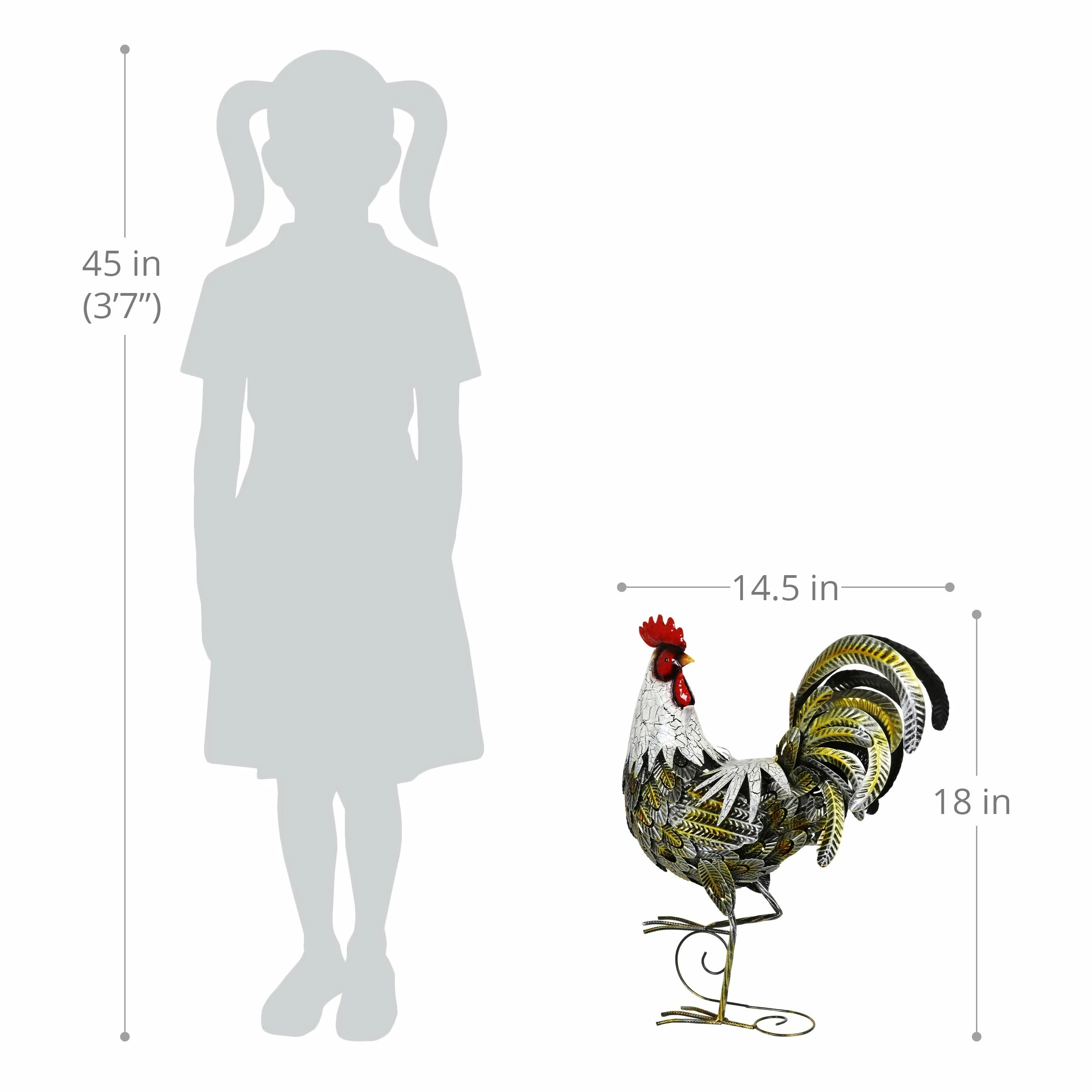 Outlet π Discount β¨ Exhart White And Gold Metal Rooster Garden Statue, 18 Inch π― β€οΈ - Image 3