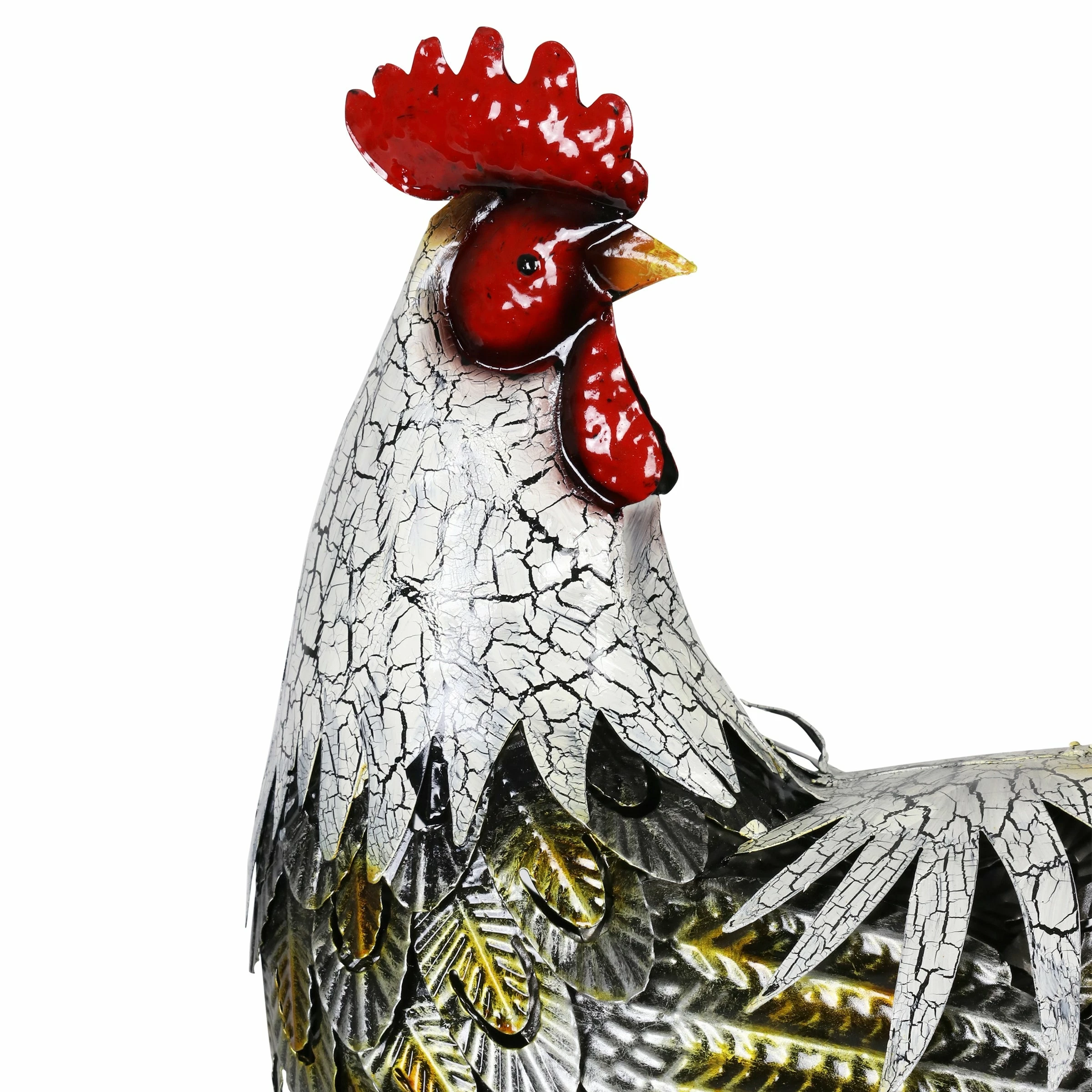Outlet π Discount β¨ Exhart White And Gold Metal Rooster Garden Statue, 18 Inch π― β€οΈ - Image 4