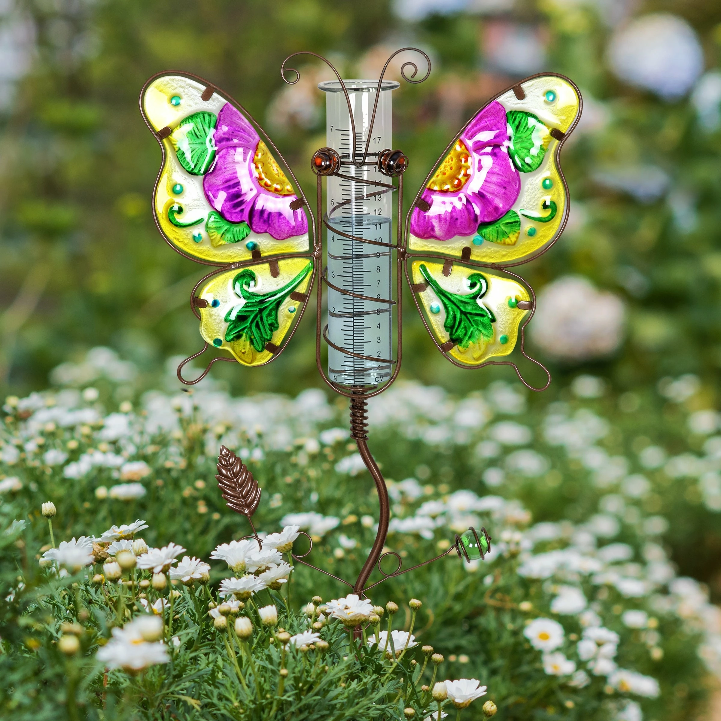 Best deal π New π Exhart Winged Insect Rain Gauge Garden Stake Hand Painted, Made Of Glass And Metal, 36 Inches Red π βοΈ - Image 2
