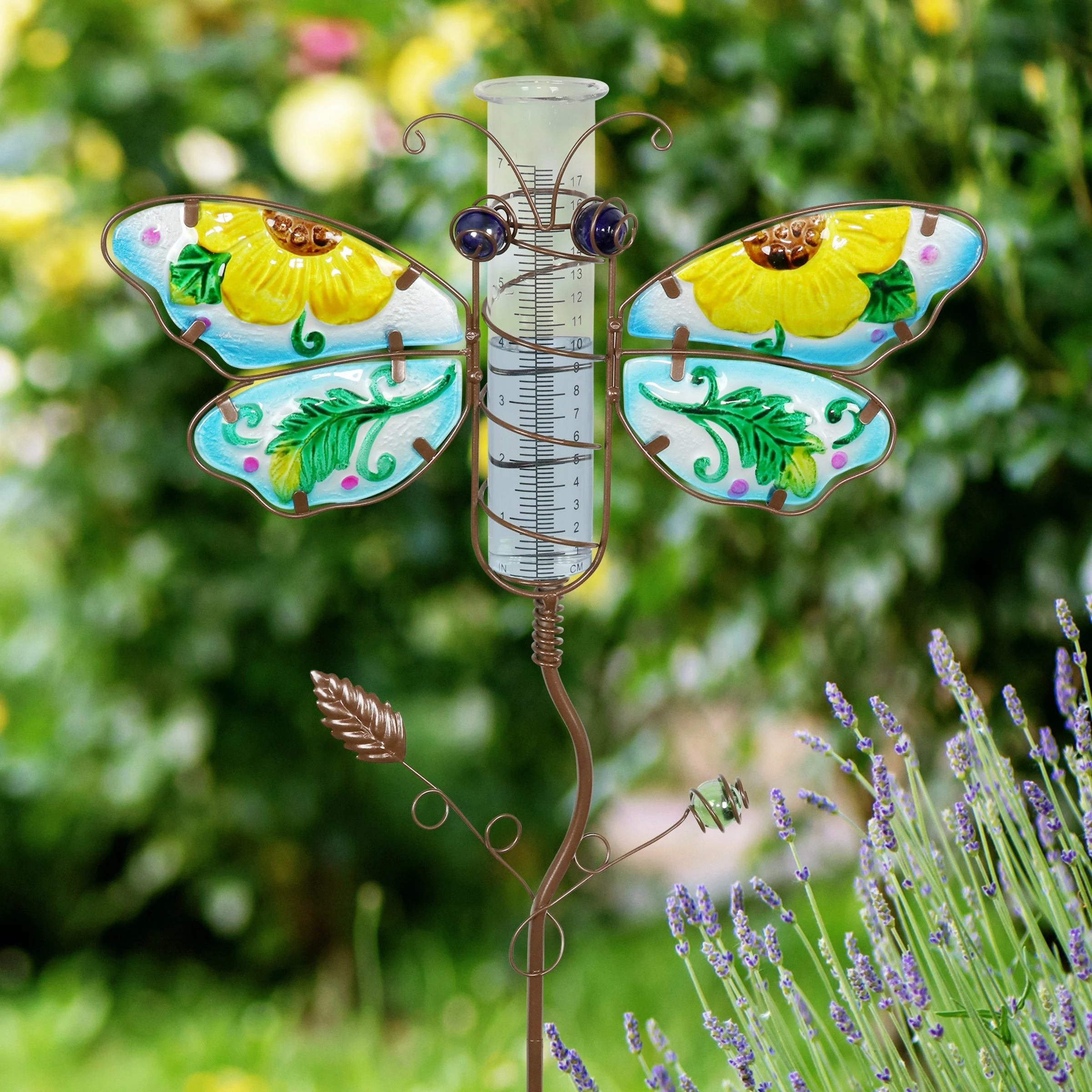 Best deal π New π Exhart Winged Insect Rain Gauge Garden Stake Hand Painted, Made Of Glass And Metal, 36 Inches Red π βοΈ - Image 8