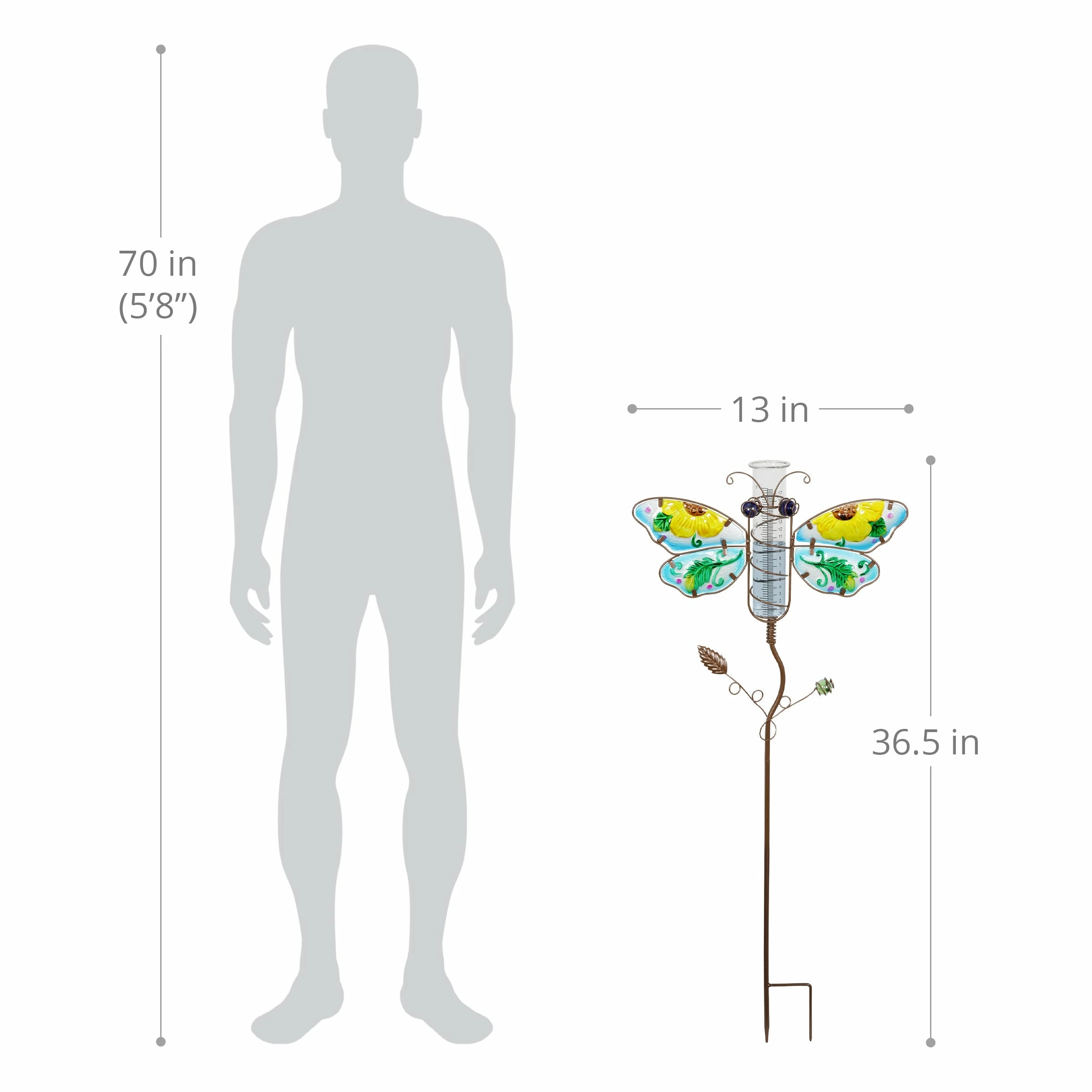 Best deal π New π Exhart Winged Insect Rain Gauge Garden Stake Hand Painted, Made Of Glass And Metal, 36 Inches Red π βοΈ - Image 9