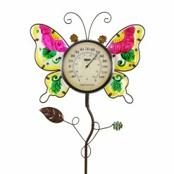 Cheap 🎉 Hot Sale 👍 Exhart Winged Thermometer Garden Stake Hand Painted And Made Of Glass And Metal, 36 Inches Blue 🤩 😀