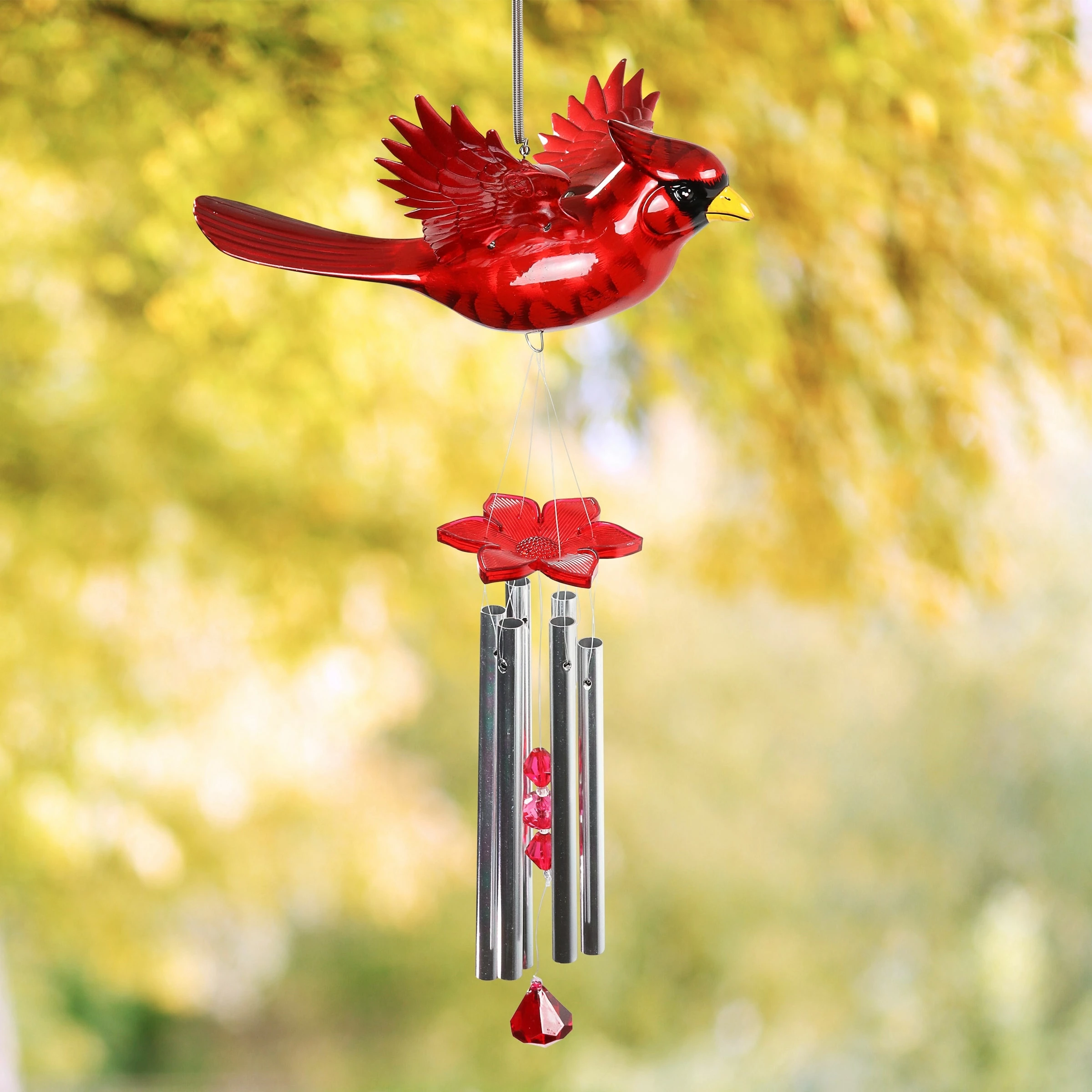 Best Pirce β€οΈ Hot Sale π Exhart Red Cardinal Fluttering Wings Wind Chime - 12.5" X 10.0" X 24.0" βοΈ β
