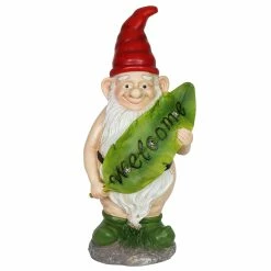 Promo 😀 New 🎉 Exhart Solar Naked Nolan Welcome Gnome Statue - 6.5" X 5.5" X 14.5" ⌛ ⭐